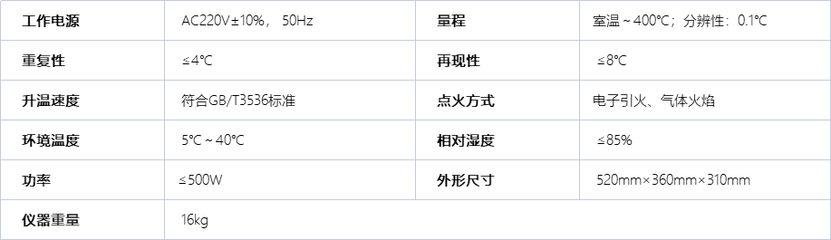 A1020自动开口闪点测定仪技术参数